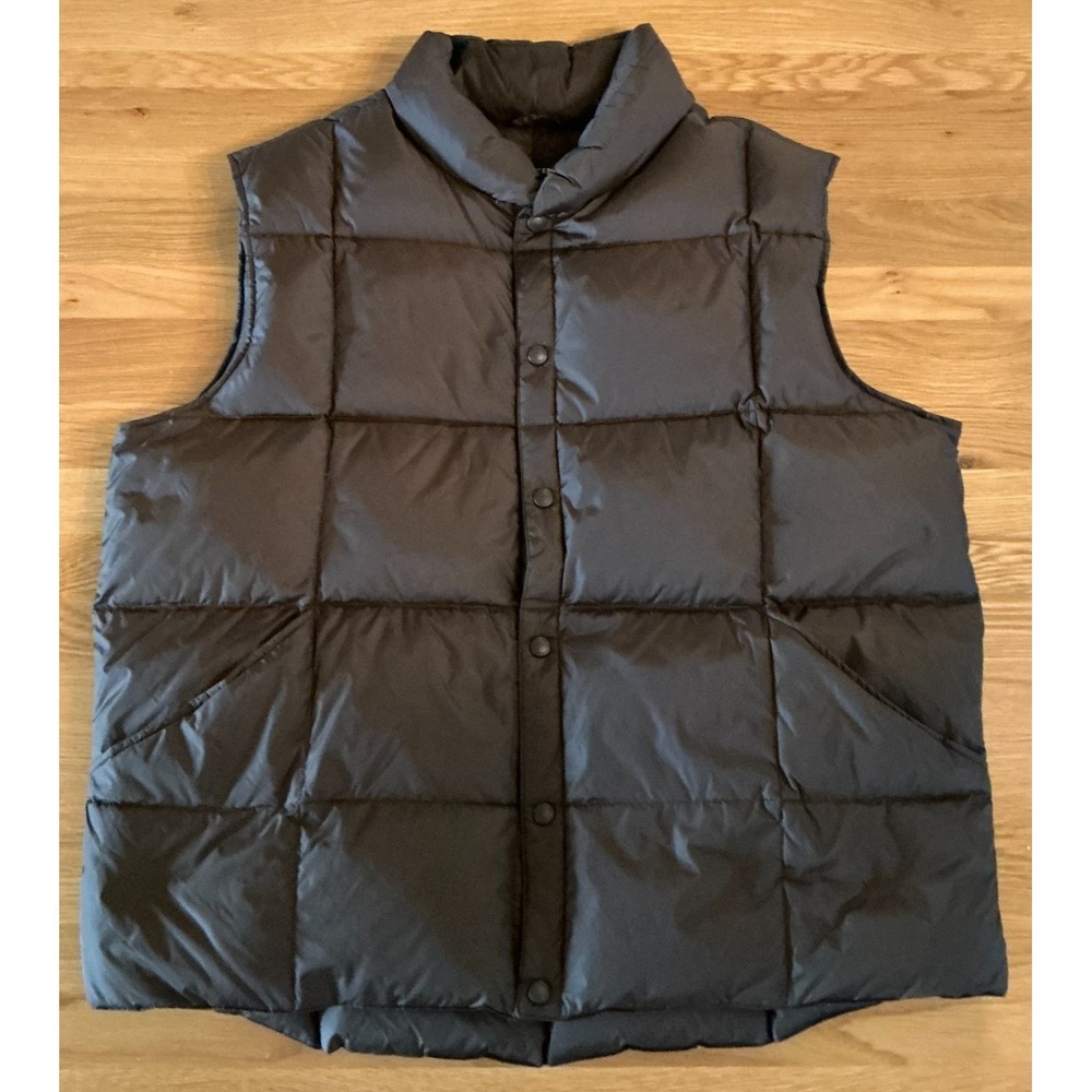 Lands End Down Puffer Vest XL Brown 80/20 Down Feather Quilted Winter Jacket Men